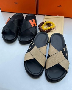 Men's Hermes Slipper -beige Black
