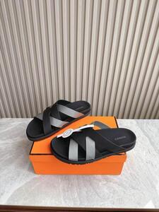 Slipper Hermes Black grey