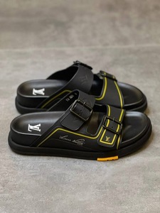Men's Lv Slipper -Black yellow