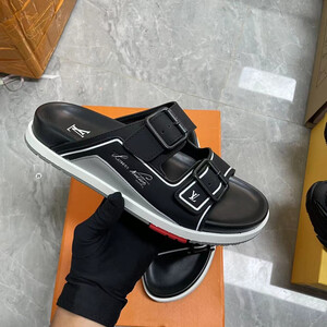 Men's Lv Slipper -Black grey
