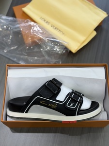 Men's Lv Slipper -Black grey