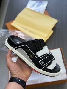 Men's Lv Slipper -Black grey