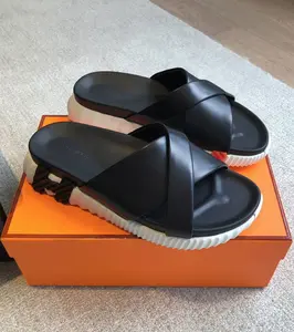 Slipper Hermes black white