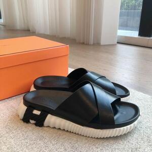 Slipper Hermes black white