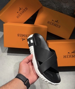 Slipper Hermes black white