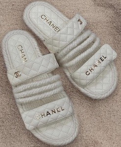 chanel white slipper